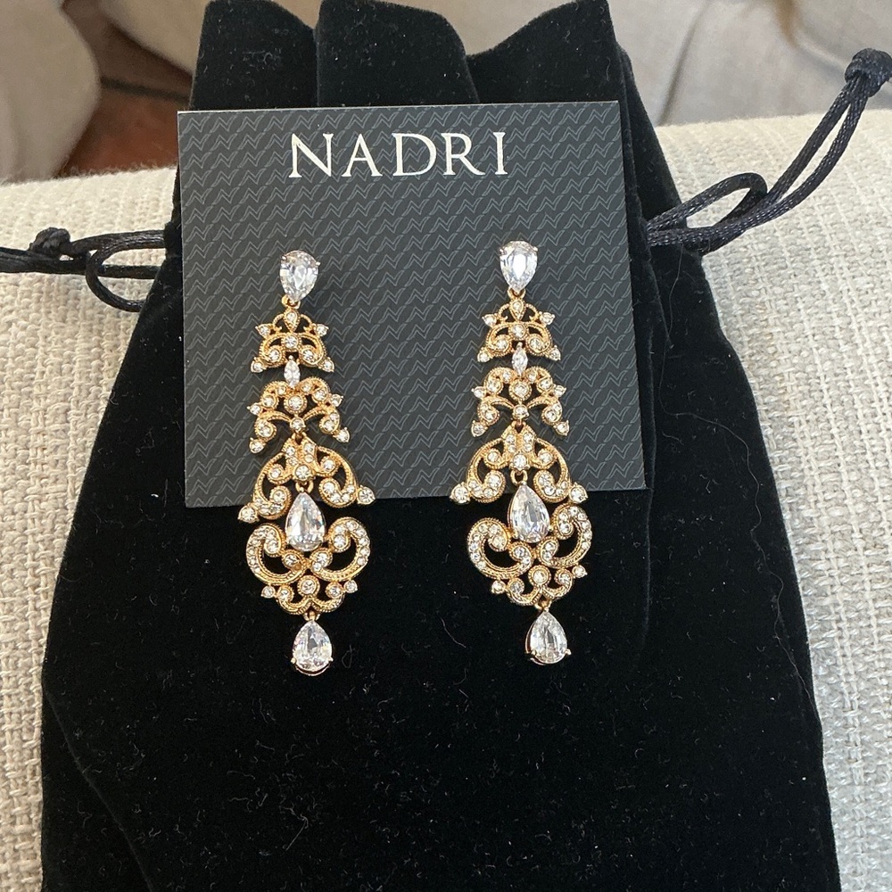 Nadri Gold and Silver Ornate Earrings